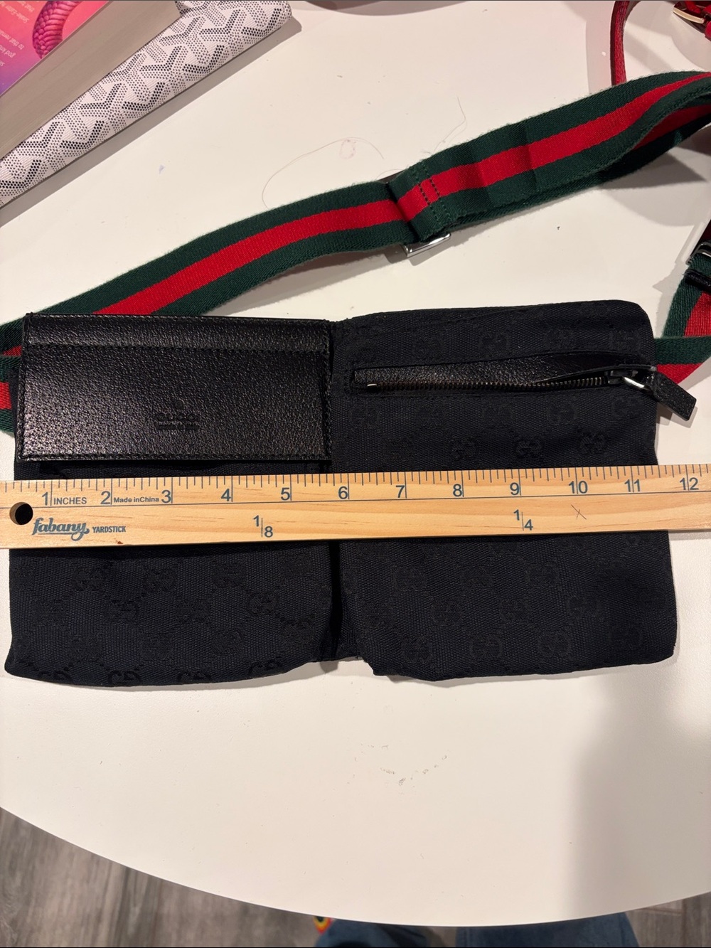 Authentic Gucci black belt bag with green and red belt and chrome hardware - Picture 13 of 14
